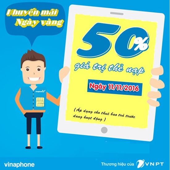 Vinaphone khuyến mãi ngày 11/11/2016