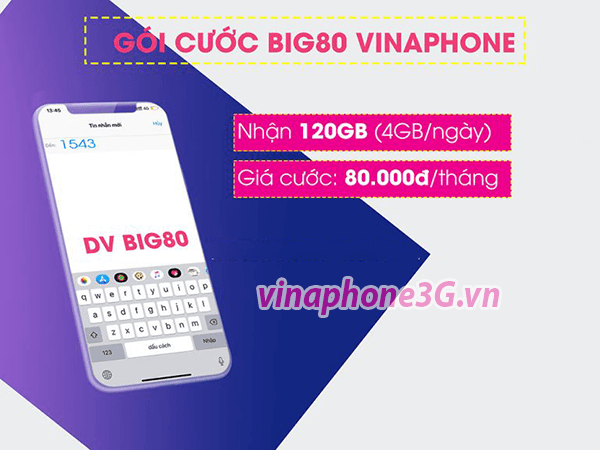 Hướng dẫn đăng ký gói cước BIG80 của  Vinaphone