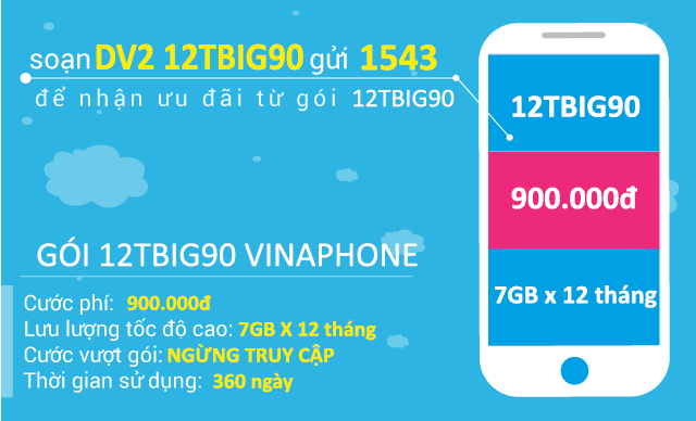 Thông tin chi tiết về gói cước 12TBiG90 Vinaphone
