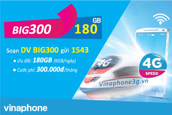 Ưu đãi 180GB data khi đăng ký BIG300 Vinaphone
