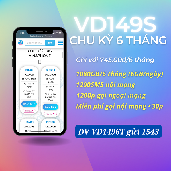 Hướng dẫn cách đăng ký gói VD149S Vinaphone 6 tháng 
