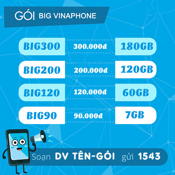 Chỉ 200k nhận ngay 120GB data khi đăng ký BIG200 Vinaphone