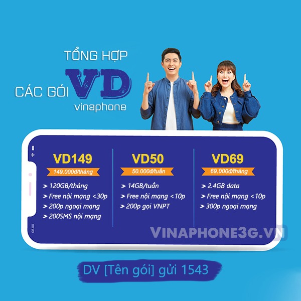 Tổng hợp các gói cước VD Vinaphone ưu đãi combo 3 trong 1 